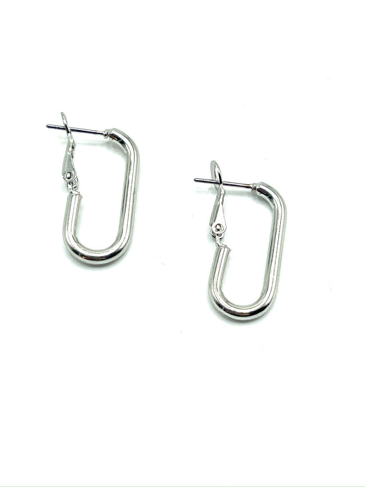 Oblong hoops with pearl dangle