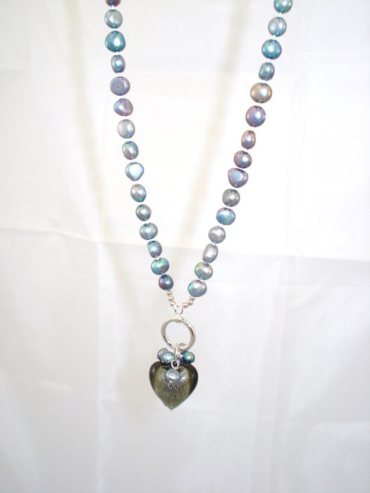 Double string Chokopera necklace -  dark freshwater pearls