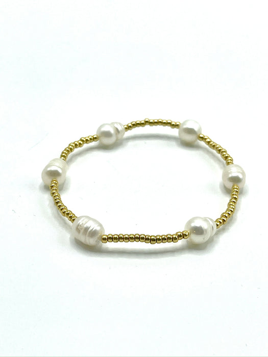 Multi pearl gold stretchy bracelet
