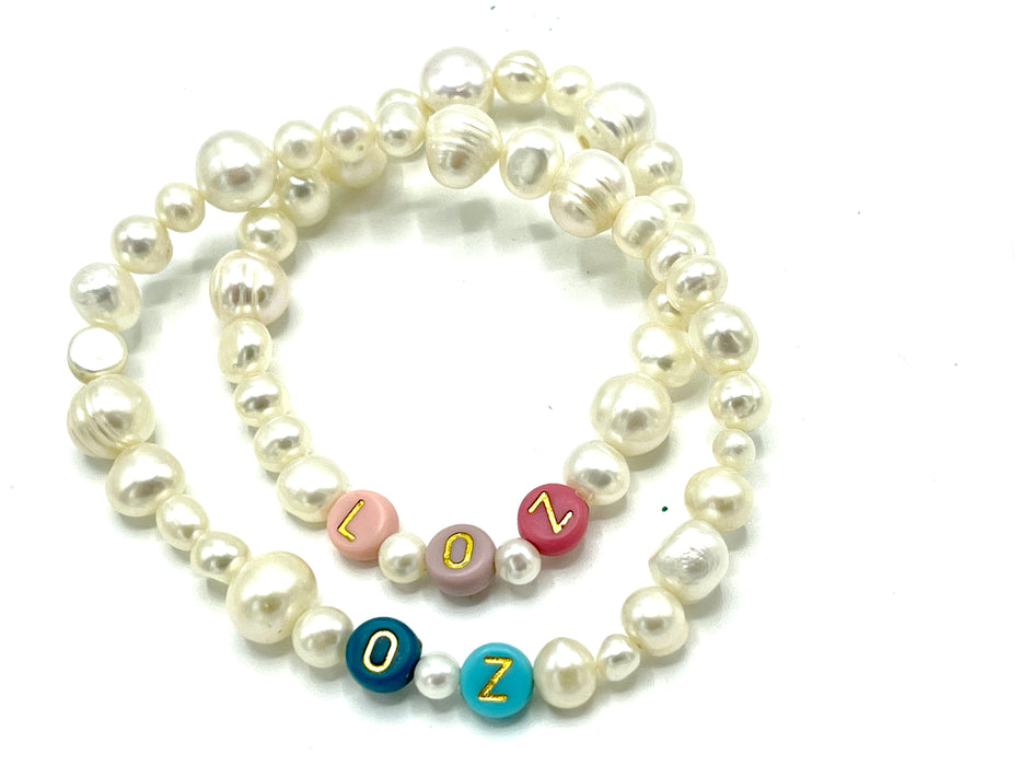 Love bracelet with freshwater pearls