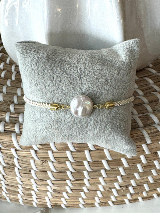 Coin pearl cord bracelet