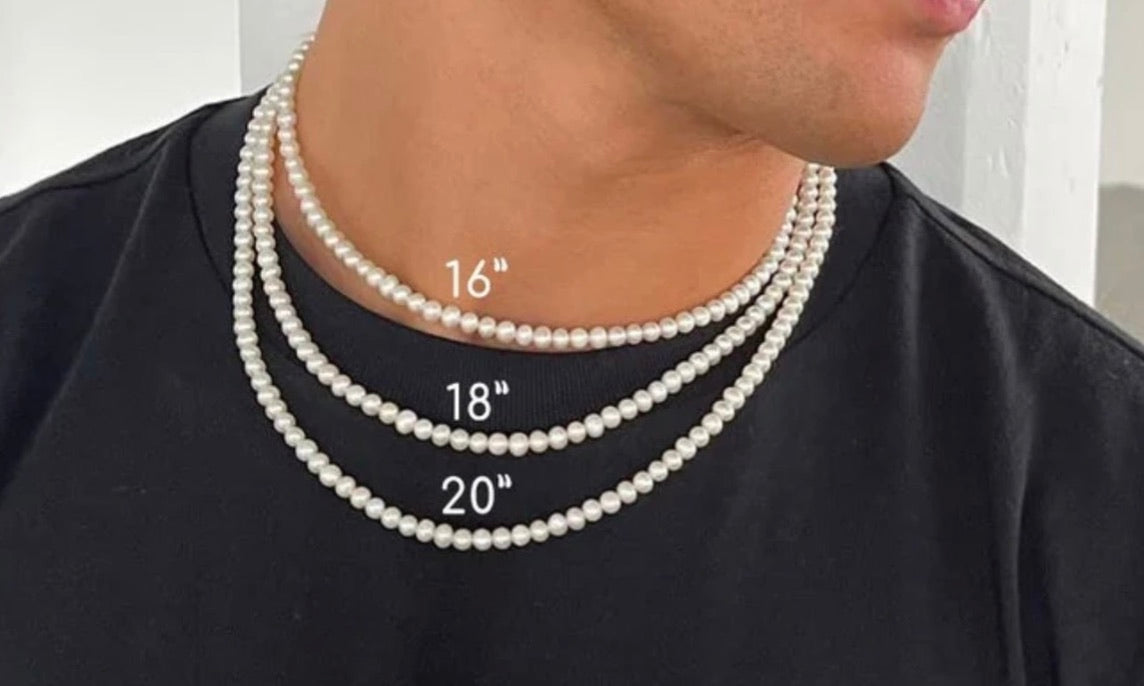 White Freshwater pearl necklace for men or women