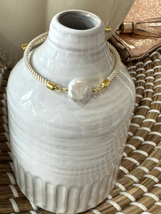 Coin pearl cord bracelet